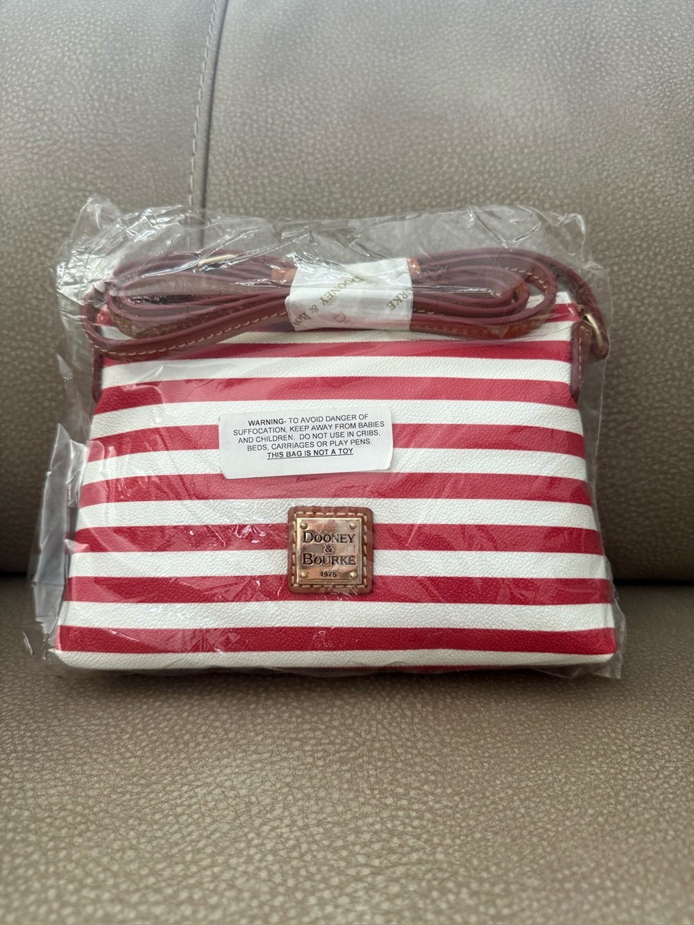 Dooney & Bourke Red and White Striped Crossbody